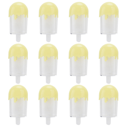 12Pcs Ice Cream Shape Candy Box Plastic Candy Case Container Wedding Party SuppliesYellow