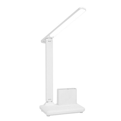 LED Touch Desk Lamp Dimmable 3 Color Temperature Foldable Eye Caring Table Light with Pen Holder and Phone Stand for Study Reading Charging and Plug In Dual Use