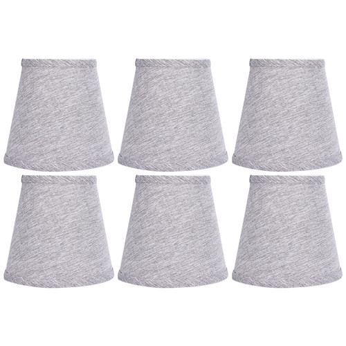 6PCS Fabric Lampshade Silvery Grey E14 Lamp Shade Table Lamp Ceiling Lamp Shade for Hotel Living Room