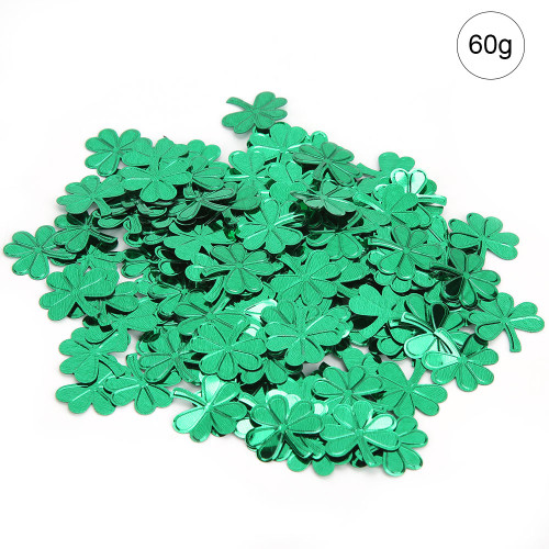 60g Bag Beautiful Unique Party Table Confetti for Saint Patrick's Day Party Balloon Decoration(Green 4 Leaves Grass )