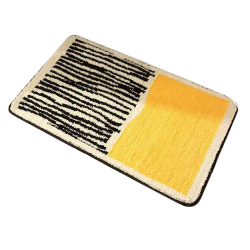 Carpet Rectangular Anti Skid Thickened Comfortable Moisture Absorbing Washable Rug for Entrance Yellow 40 X 60cm