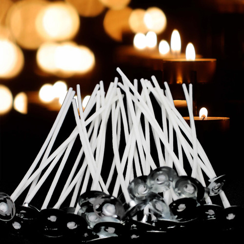 50PCS Candle Wicks Pre Waxed Wicks Candle Making Kit Cotton Pre-Waxed Candle Wicks for Candle Making DIY 4 Inch Long Lasting