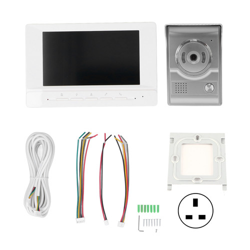 Video Intercom System Adjustable IP55 Waterproof Night Vision Video Door Phone Doorbell for Hotels Offices Home UK Plug