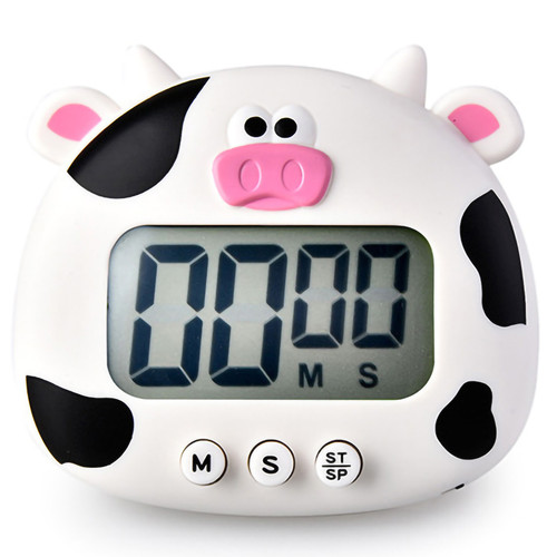 Animal Timer Student Magnetic Digital Digital 100 Minutes Timing Countdown Timer With Battery for Kitchen White Calf