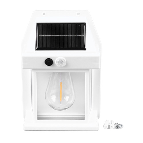 Outdoor Solar Tungsten Wall Light 1800mAh Waterproof Motion Sensing Exterior Wall Mount Lighting for Yard Wall Decor White