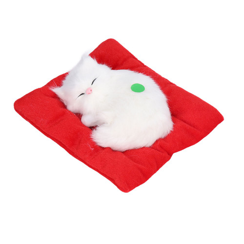Fake Cats Sleeping Kitten Doll Toy Simulation Sleeping Cat On Pad Interactive Pet Toy with Sound Active CarbonAll White Cat Shape