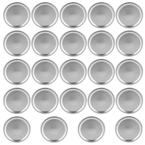 24PCS Round Split Type Lids Canning Jar Sealing Storage Covers for Regular Wide Mouth Jar(Silver 70mm)