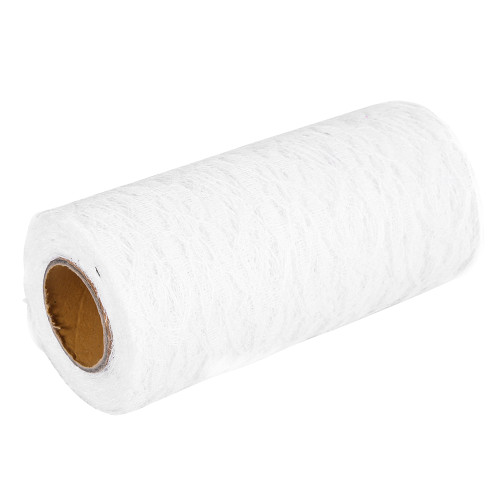 10 Yard Long Wedding Party Decoration Table Runner Chair Sash Floral Lace Tulle Roll (White)