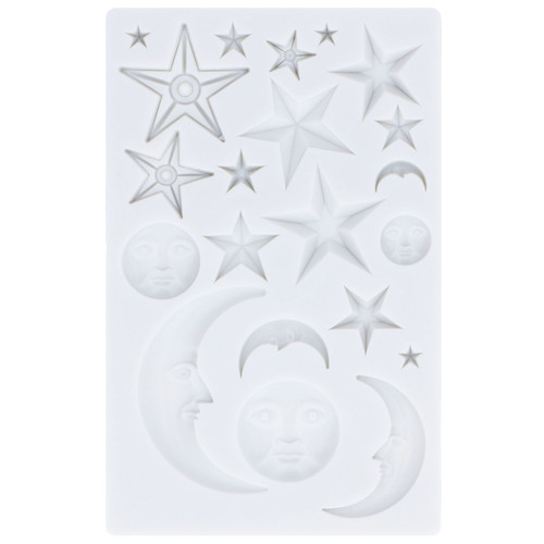Silicone Fondant Mold Star Moon Face Nonstick Food Grade Silicone Reusable Heat Resistant Odorless Chocolate Molds