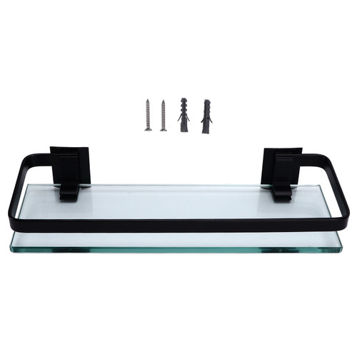 Bathroom Rack Thickened Durable Large Storage Space Strong Load Bearing Capacity Single Layer Black Shelf