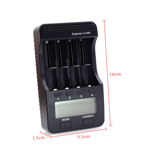 LiitoKala Lii-500 4 Slots Smart Intelligent Battery Charger Kit for 3.7V Li-ion & 1.2V Ni-MH Rechargeable Battery LCD Display