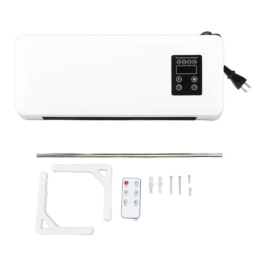 Electric Wall Heater 1500W ABS Wall Mounted Space Heater Fast Heating and Cooling Machine with Remote Control Towel Drying Rack for Bedroom Bathroom US Plug 110V