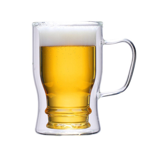 Glass Mugs with Handle Clear Drinking Glass Beer Mug for Coffee Tea White 550ml