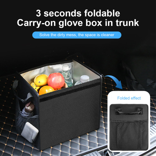 Car Trunk Organizer Bag Insulated Waterproof for Car Sedan SUV MPV  Foldable 600D Oxford Cloth Travel Organization Storage Box with 2 Mesh Bag Portable Handle