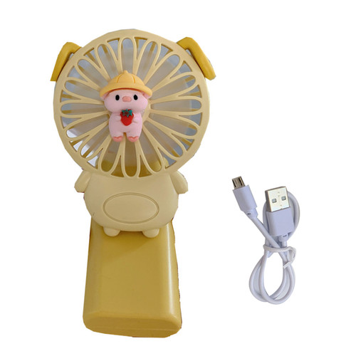 Portable Clip On Fan for Kids ABS Rechargeable Quiet Cute Cartoon Mini Handheld Clip On Fan for Home Dorm Travel Yellow