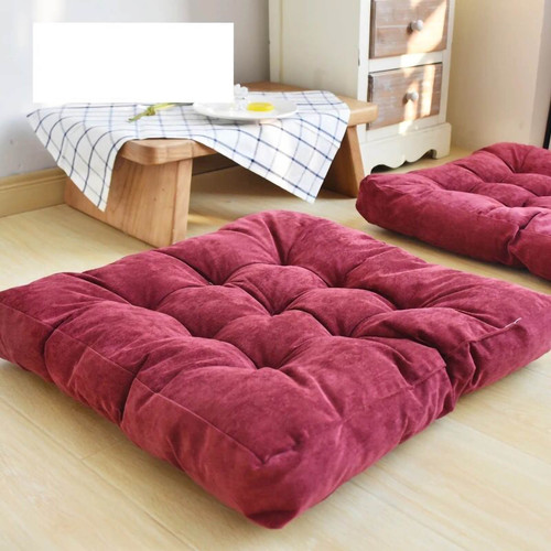Thicken Corduroy Seating Cushion Cotton Filling Comfortable Floor Pillows for Living Room Meditation Wine Red