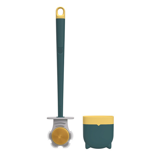 Toilet Brush Dual Color Double Sided Plastic with Detachable Handle Cat Claw Shaped Toilet Cleaning Tool for Home Green