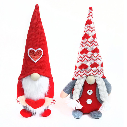 2Pcs/set Valentine's Day Faceless Dwarf Doll Valentines Day Sweet Decor Plush Faceless Doll Decorations Gift