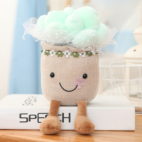 Potted Plush Decoration Cute Plants Plush Toy Skin Friendly Stuffed Ornament for Desktop Car Office Succulents Light Green 25cm/9.8in (0.12kg/4.2oz)