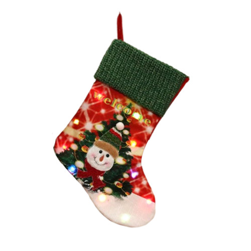 Christmas Socks with LED Lights Christmas Elements Design Large Stocking Hanging Decoration Gift for Christmas Tree Fireplace Wall