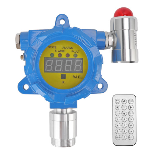 Industrial Gas Alarm Digital Display G1 Male Thread Sound Light Combustible Gas Detector with Remote Control DC 24±3.6V