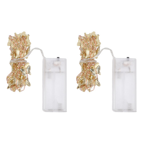 2 Sets Gold String Lights Butterfly 20 LED Beads Safe Durable Copper Battery Thanksgiving String Lights for Party Holiday