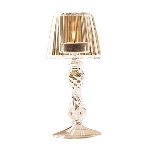 Crystal Glass Candle Holders Banquet Decorations Corrosion Resistance Durable Lamp Shape Glass Candle Holder for Living Room Bedroom Office