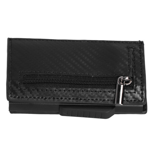 Men Business Name Card Holder Fashion Aluminium Alloy Card Box Zipper Coin PurseCarbon Fiber Black x-72#pv