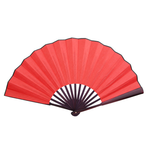 10 Inch Folding Fan Wedding Decoration Dance Gift Craft Paper Fan (Red)