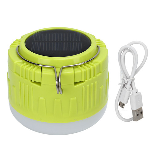 Solar Camping LED Bulb Light Tent Lamp Lantern Rechargeable with Hook Yellow for Outdoor