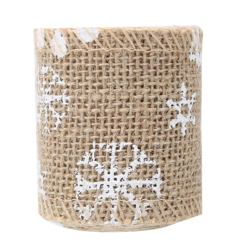 DIY Handcraft Burlap Ribbon Christmas Ribbon Wrapping Ribbon for Christmas Crafts Party Decoration5cm Flaxen Snowflake