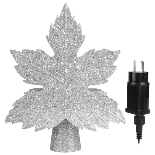 Christmas Tree Topper Projection Lamp Ornament Night Decorative Light for Home Party AC100V‑240VSilver EU Plug