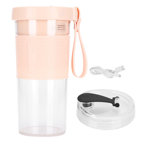 Portable Electric Fruit Juicing Cup Three Leaf Cutter Head Juicer Mixer 2000mah for Travel Home USB  Rechargeable(Pink 320ml)