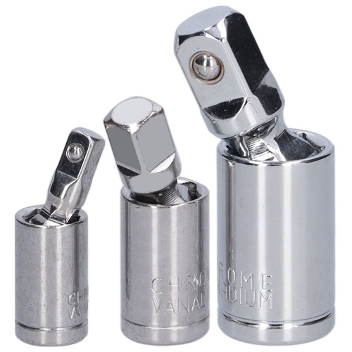 3pcs Universal Joint Socket Adapter 1/2 3/8 1/4 Chrome Vanadium Steel Conversion Tool for Ratchet Wrench