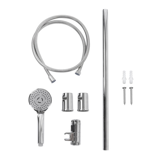Shower Rail Set Handheld Shower Head Adjustable Slide Bar with 150cm/59.06in Shower Hose G1/2 for Bathroom