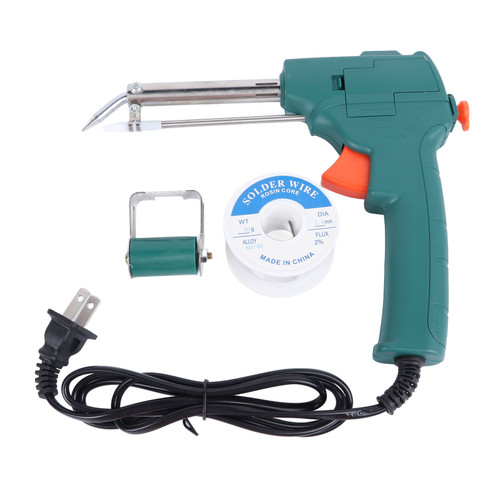 Electric Soldering Iron Welding Kit with Welding Wire One Hand Operation Dark Green ABS Shell Soldering Iron Kit for Circuit Boards US Plug 110V