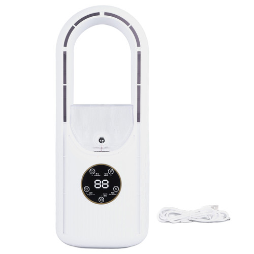 Bladeless Fan 6 Speed Adjustment 100ml Water Tank Quiet USB Table Misting Cooling Fan with Timing White
