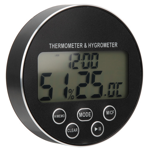 Multifunctional Kitchen Digital Timer Thermometer Hygrometer Black for Household Use