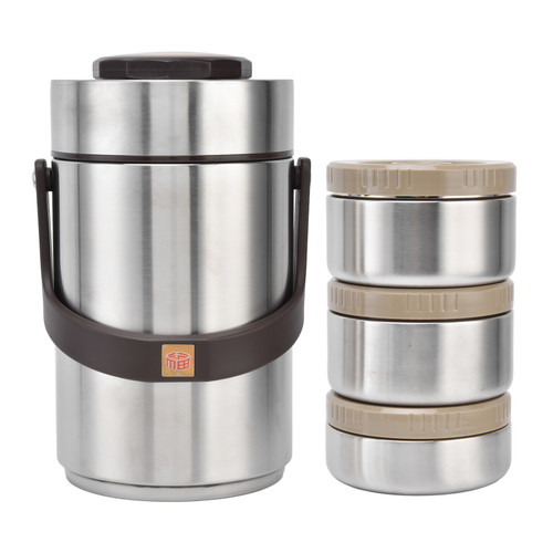 304 Stainless Steel 2.3L Large Capacity Vacuum Insulation Bento Lunch Box 3 Layers Food Container