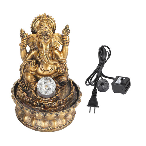Resin Water Fountain Decorative Relaxing Improve Air Humidity Circulation Water LED Southeast Asia Buddha Water Fountain for Desktop US Plug 110V