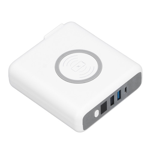 PD20W Portable Charger 10000mah Type C X 1 USB X 2 Magnetic Split Power Bank Charging Station for Travel 100‑240V White EU Plug