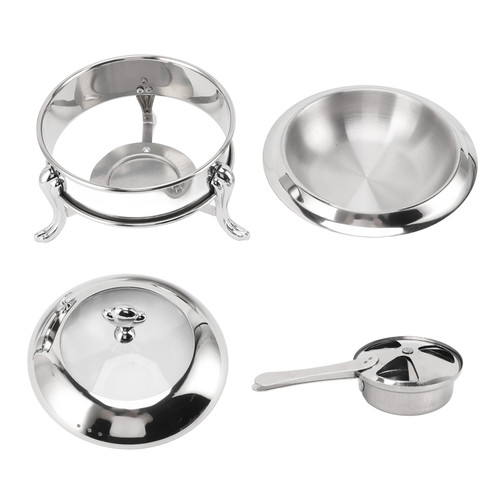 Chafing Dish Buffet Set Round Buffet Warmer with Lid Stainless Steel Fuel Heating Portable Catering Server for Wedding Banquet 24cm / 9.4in