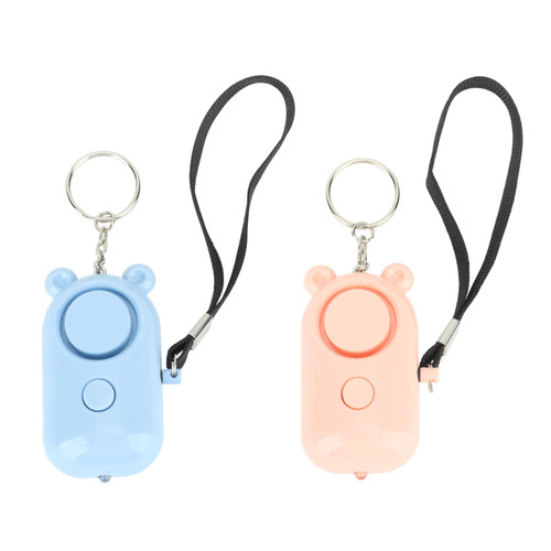 2 Pcs Self Security Alarm Light Weight Self Defense Security Keychain ABS Key Chain Alarm for Woman Children Elders Blue Pink