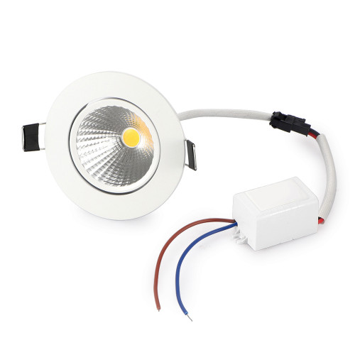 COB Aluminium LED Ceiling Light Recessed Downlight Indoor Decoration Lamp Opening Hole 69mm5W  110V Cold White
