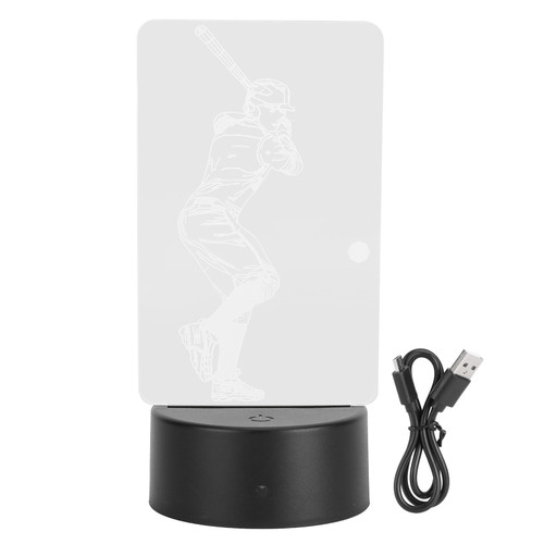 3 Dimensional Baseball Player Pattern Night Light Touch USB Or Battery Powered Lamp for Home