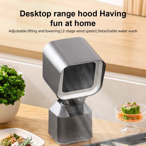Portable Range Hood with 2 Wind Speed 3600rpm Suction power Angle and Height Adjustable Removable Double Layer Filter Mesh Desktop Kitchen Exhaust Hood Fan for Home Office BBQ Camping Picnic