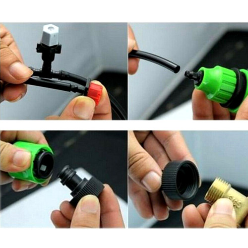 Garden Patio Water Mister Air Misting Cooling Micro Irrigation System Sprinkler 25M&30 dripper-heads