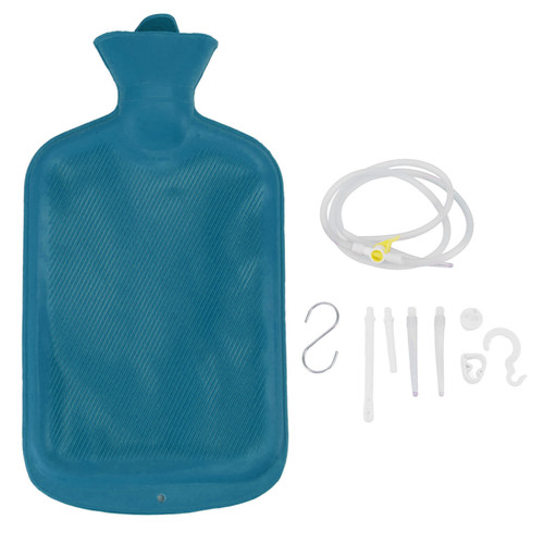 Enema Kit 2L Enema Bag Long Hose Reusable Tips Controlled Water Flow for Colon Detox Cleanse Enemas Blue