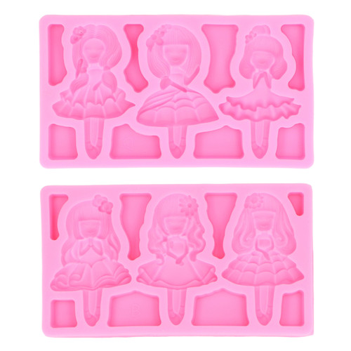 2Pcs Silicone Mold Beautiful Girl Shape Easy Demoulding Flexible Soft Baking Mold for Cake Fondant Chocolate