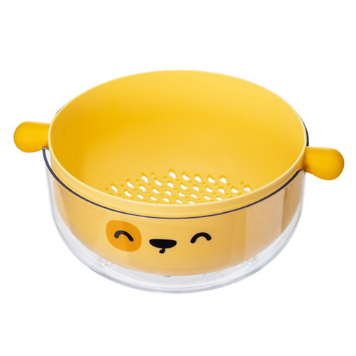 Double Layer Draining Basket Yellow Large Capacity 2 in 1 Washing Bowl for Fruits Vegetable Cleaning Washing Mixing